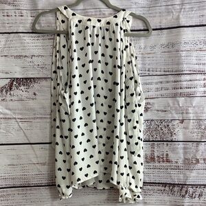 Heart Print Open Shoulder Top